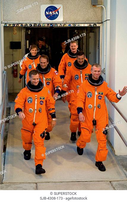 Astronauts of STS-115 Walkout and Wave