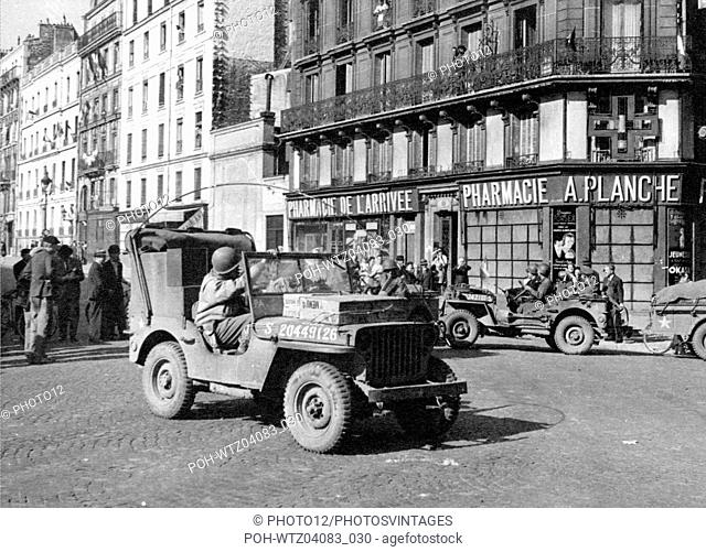 First US Jeeps in Paris, during the Liberation, on the Place de Rennes World War II Liberation of Paris
