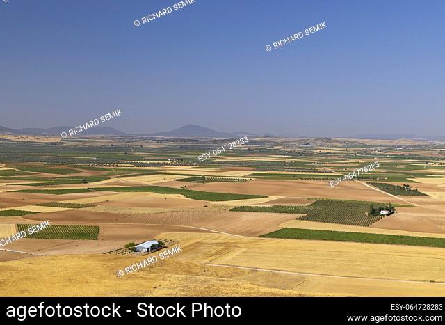 landscape of Castilla La Mancha near Consuegra, Spain