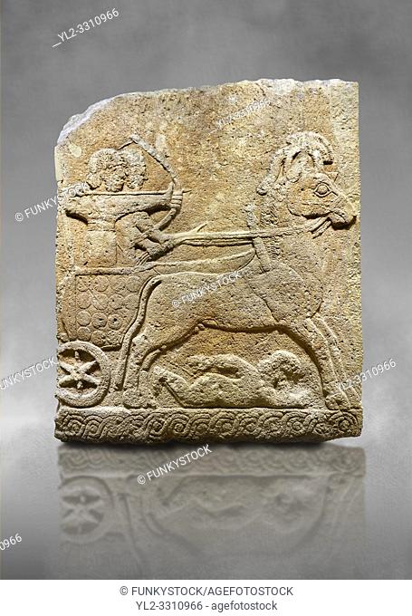 Hittite relief sculpted orthostat stone panel of Long Wall Limestone, KarkamÄ±s, (KargamÄ±s), Carchemish (Karkemish), 900 - 700 B. C. Chariot
