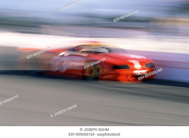 Red race car at Toyota Grand Prix, Long Beach, California