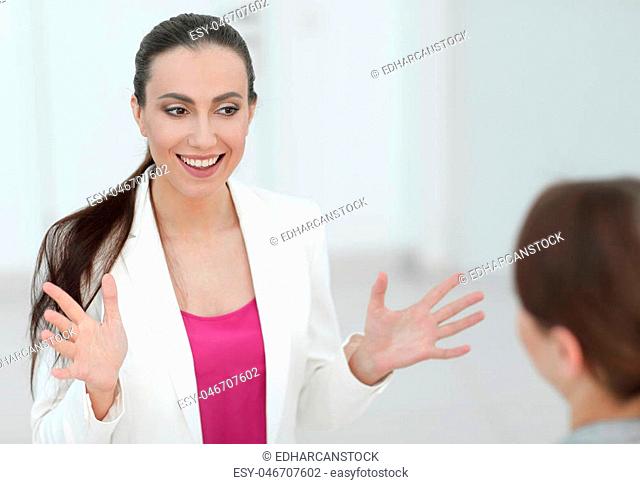 concept of professionalism. professional female Manager talking to a customer