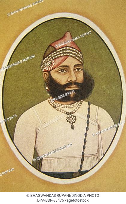 Portrait of maharaja fateh singh , udaipur , rajasthan , india