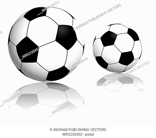 Illustration of two balls with reflection on a white background
