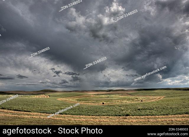 Prairie Road Storm Clouds Saskatchewan Canada field