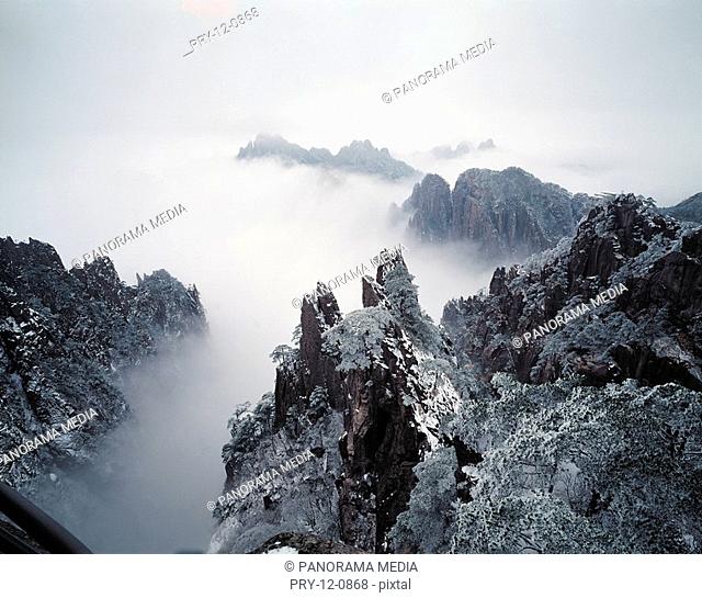 the snow scene of Mount Huang in Anhui Province, China