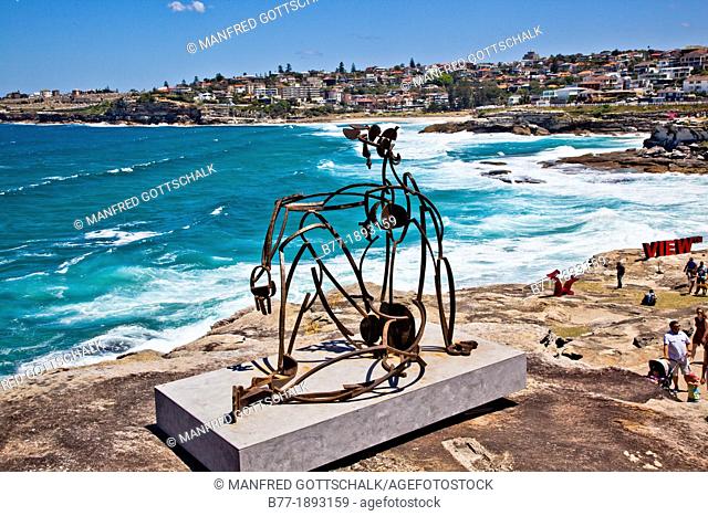 Sculpture by the Sea, annual exhibition at the Bondi - Tamarama coastal walk  Sculpture title: 'Salacia' keep an eye on the sea by James Rogers