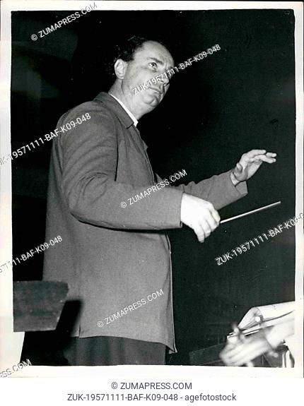 Nov. 11, 1957 - Rafael Kubelik Rehearses For Festival Hall Concert: Mr. Rafael Kubelik, musical director of the Covent Garden Opera Company