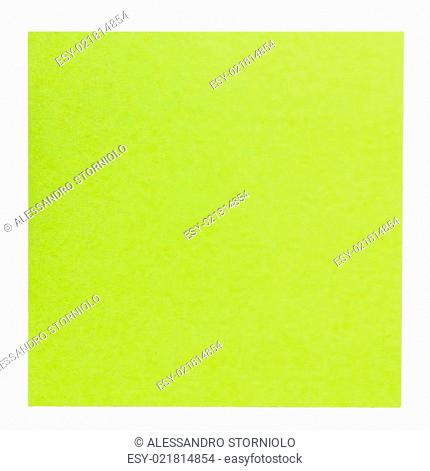 Flat green square sticky note, on a white background