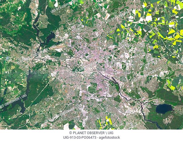 Colour satellite image of Berlin, Germany. Image taken on May 15, 2013 with Landsat 8 data