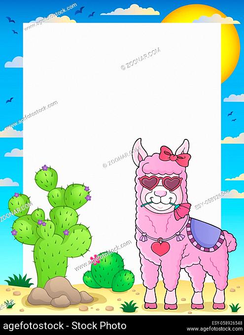 Llama with love glasses theme frame 1 - picture illustration