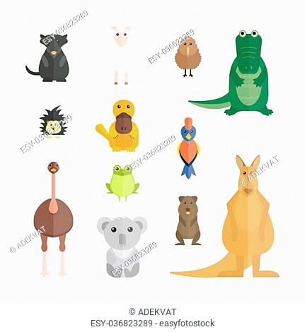 Australia wild animals cartoon vector collection. Australia popular animals  like crocodile, koala, Stock Vector, Vector And Low Budget Royalty Free  Image. Pic. ESY-036823289 | agefotostock