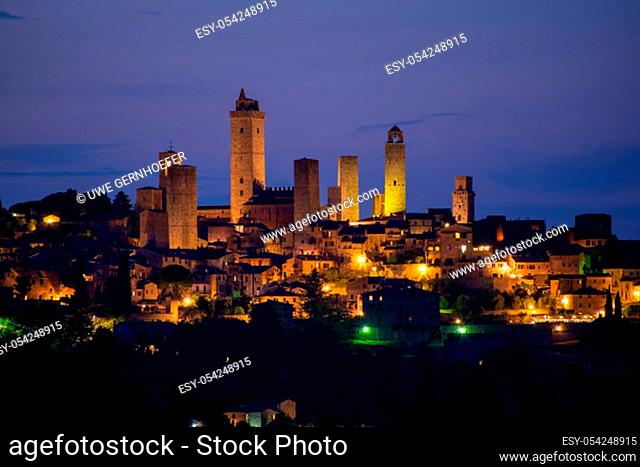 San Gimignano is a small walled medieval hill town in the province of Siena, Tuscany, Italy. Known as the Town of Fine Towers