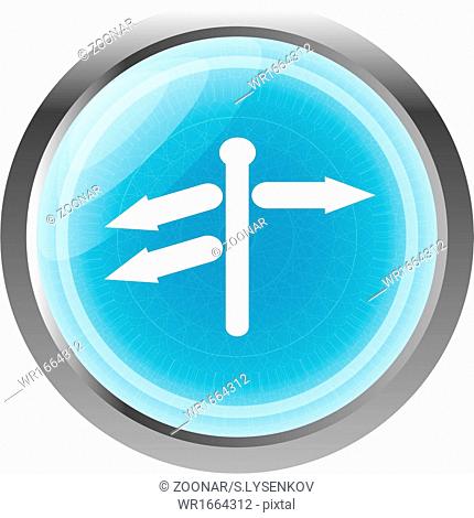 Crossroads sign on web button isolated on white