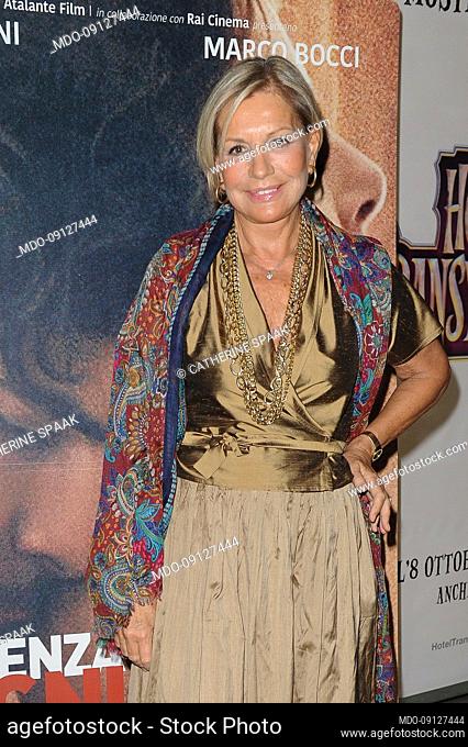 Belgian actress, singer, TV host and dancer Catherine Spaak at the preview of the film L'Esigenza di unirmi ogni volta con te, at Cinema Adriano