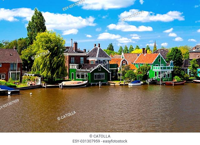 traditional Dutch houses in Zaanse Schans, Holland