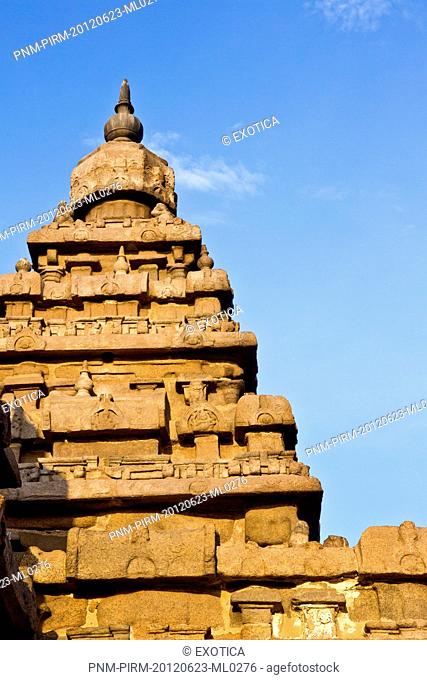 Carving details of a temple, Shore Temple, Mahabalipuram, Kanchipuram District, Tamil Nadu, India