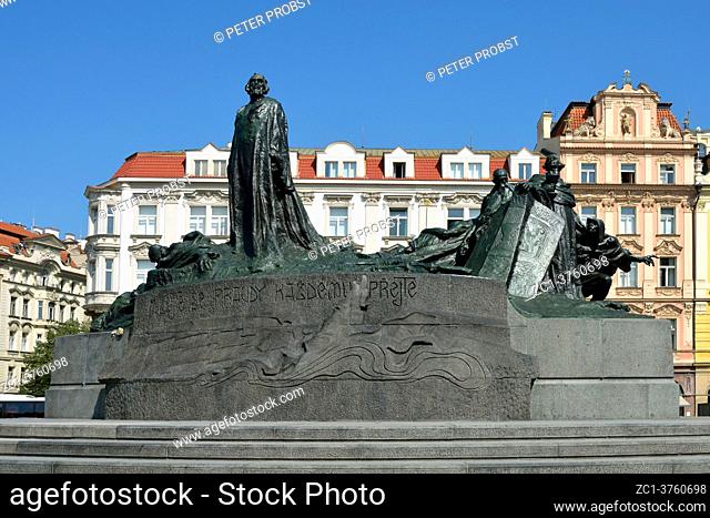 Jan Hus Memorial at the Old Town Square of Prague - Czech Republic