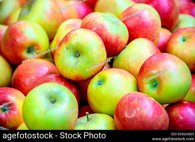 Apples at the market display stall