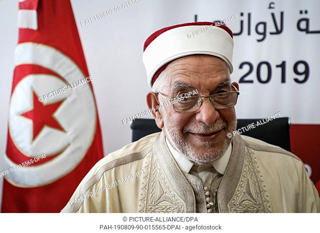 09 August 2019, Tunisia, Tunis: Abdelfattah Morou, Vice President of the influential moderate Islamist Ennahda party, is pictured in the Tunisian Independent...