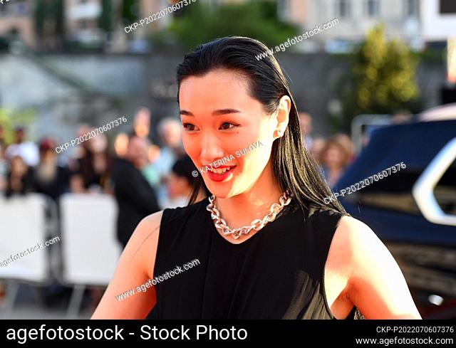 Actress Yumemi Ishida arrives for the screening of the competition film A Far Shore within the 56th International Film Festival Karlovy Vary (KVIFF)