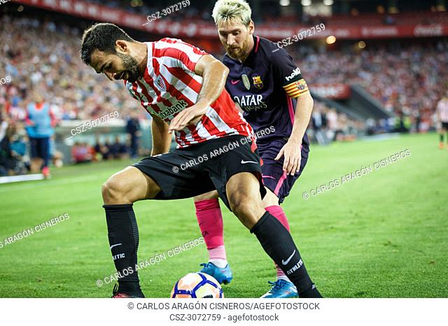 Lionel Messi, Leo, FC Barcelona player, in action during a Spanish League match between Athletic Club Bilbao - FC Barcelona Spanish League 2016-08-28