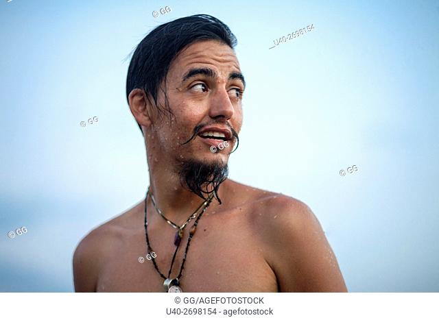 Man with beard on the beach, Guatemala