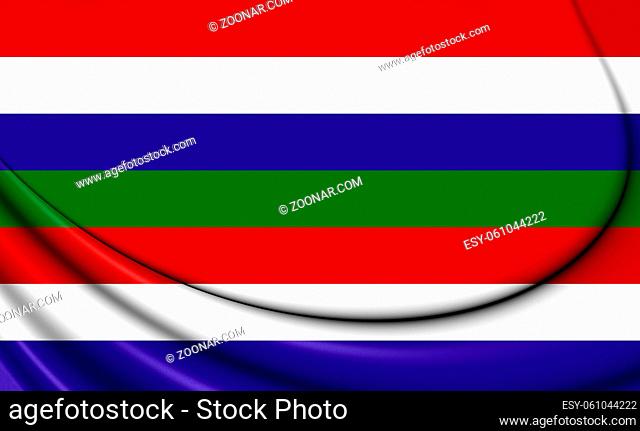 3D Flag of Schiermonnikoog (Friesland), Netherlands. 3D Illustration