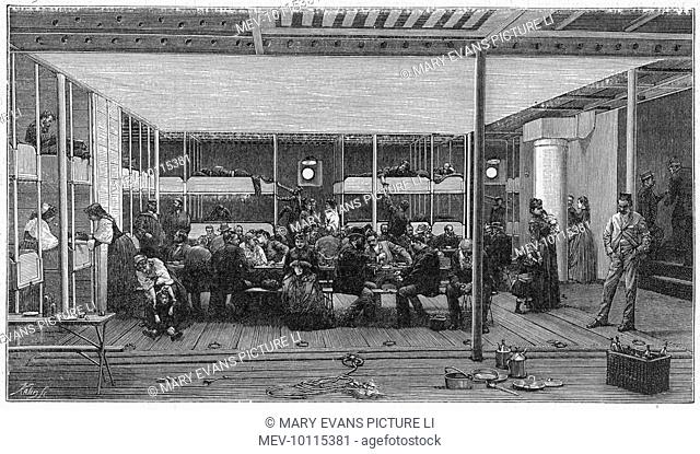 Steerage passengers on board an Atlantic liner