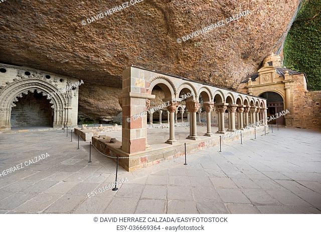 Cloister of San Juan de la Pena monastery in Huesca, Aragon, Spain