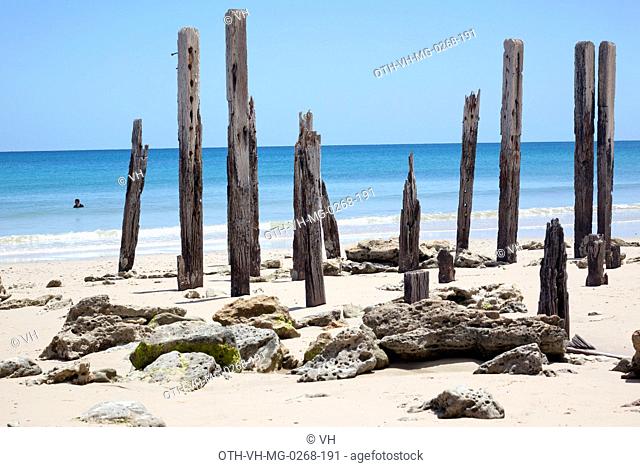 Remains of the Port Willingu jetty, Port Willinga beach, Fleurieu peninsula, Adelaide, South Australia