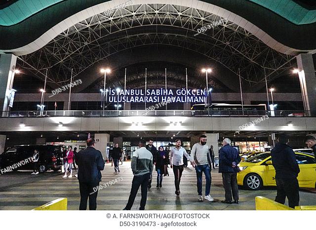 Istanbul, Turkey People arriving at the Istanbul Sabiha Gokcen International Airport