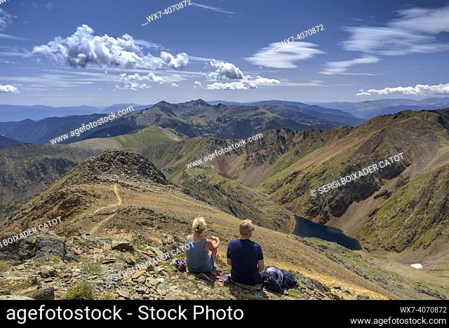 Views from the summit of Comapedrosa, the highest peak of Andorra (Pyrenees)