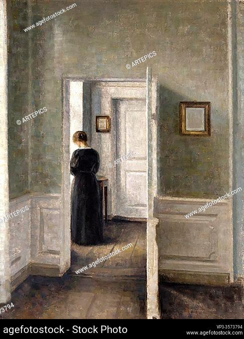 Hammershoi Vilhelm - a Woman in an Interior - Danish School - 19th and Early 20th Century