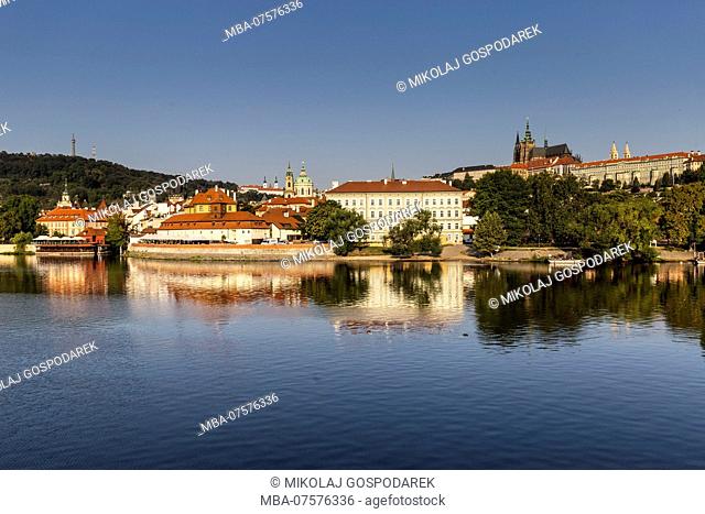 Europe, Czech Republic, Prague, Hradcany Castel and Vltava River