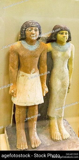 Cairo, Egyptian Museum, double statue of a man and his wife