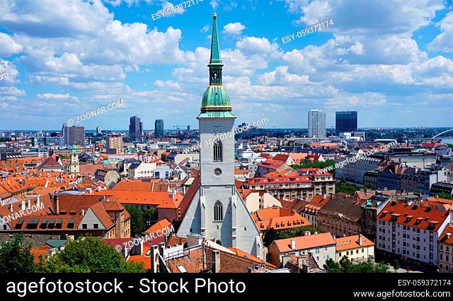 Bratislava, Slovakia - view from castle over old town to new town
