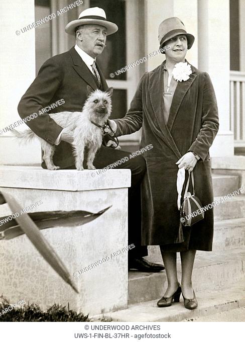 Palm Beach, Florida: January 18, 1927 Sewing machine magnate P.E. Singer and his wife as they winter in Florida