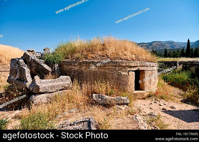 Grave Field in Northern Necropolis in Greek Hierapolis Pamukkale Archeological Site, Pamukkale, Denizli, Turkey|nothern necropolis in Greek Hierapolis Pamukkale...