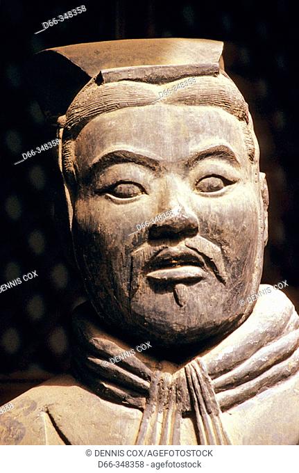 Terracotta warrior from excavations of Emperor Qin's buried army at Qinshihuang's museum. Xian, Shaanxi, China