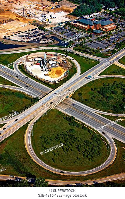 Aerial View of a Highway Interchange