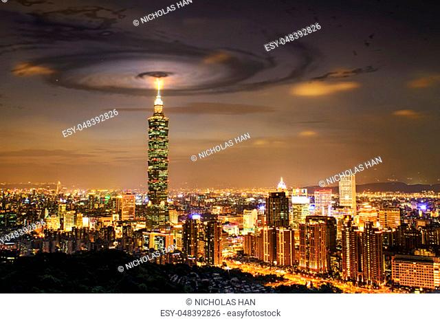 The nice view of Taipei city, Taiwan with nice background