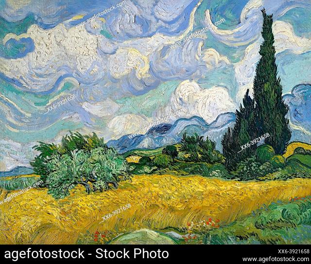 Wheat Field with Cypresses by Vincent van Gogh (1889). Met Museum of Art, New York, USA.