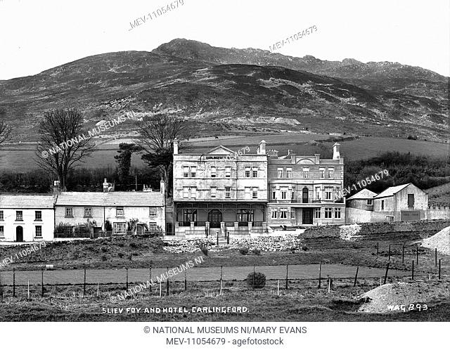 Slieve Foy and Hotel, Carlingford - a front view of the Carlingford hotel and the mountain behind. (Location: Republic of Ireland: County Louth: Carlingford)