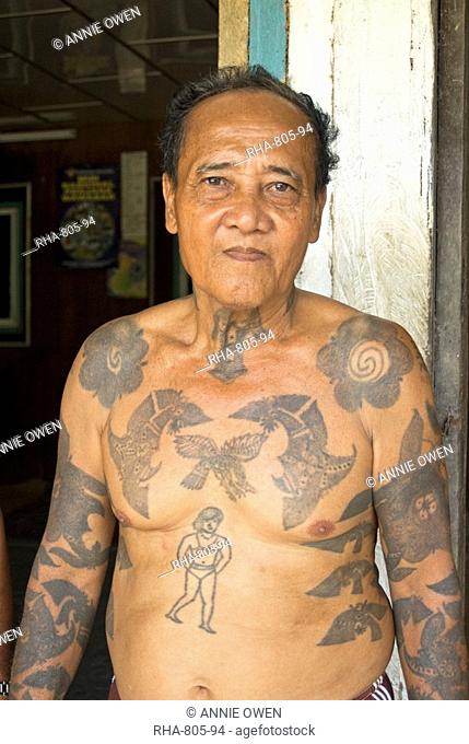 Jugah, an Iban tribal longhouse head man Tuai Rumah, with traditional  warrior tattoos, Stock Photo, Picture And Rights Managed Image. Pic.  RHA-805-94 | agefotostock