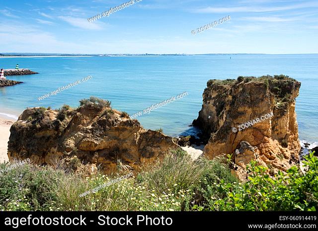 rocks and cliff in algarve city lagos in Portugal, the most beautifull coastline of the world