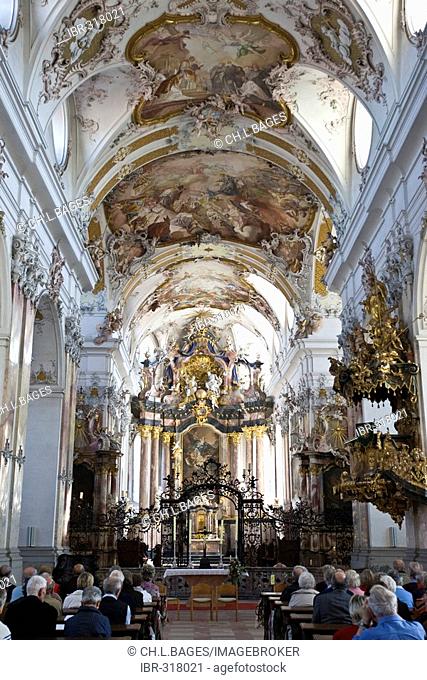 Baronial church, interior view, Amorbach, Hesse, Germany
