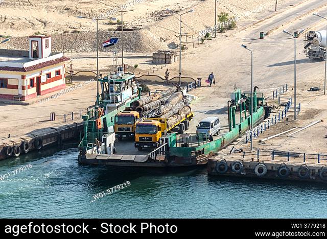 El Ferdan, Egypt Ferry station on a sandy island in the middle of the New Suez Canal near Ismailia, Egypt, Africa