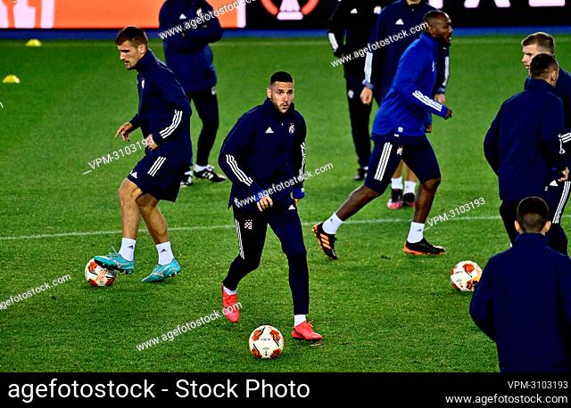 Dinamo's Duje Cop pictured in action during a training session of Croatian team Dinamo Zagreb, Wednesday 29 September 2021, in Genk