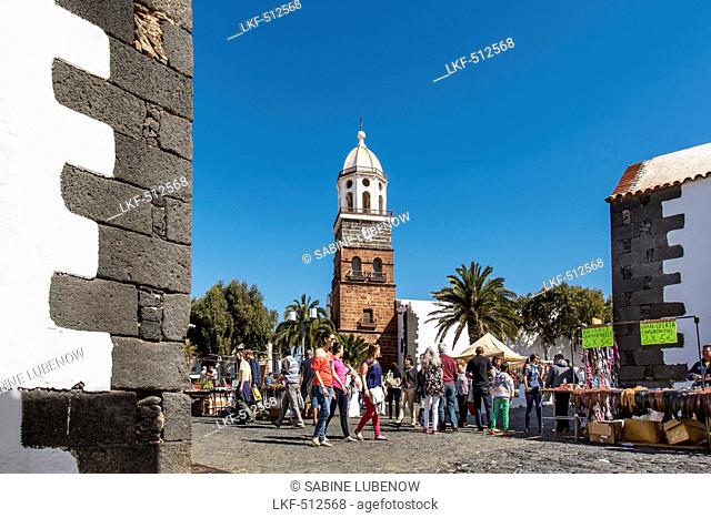 Sunday market near Church Nuestra Senora de Guadalupe, Teguise, Lanzarote, Canary Islands, Spain